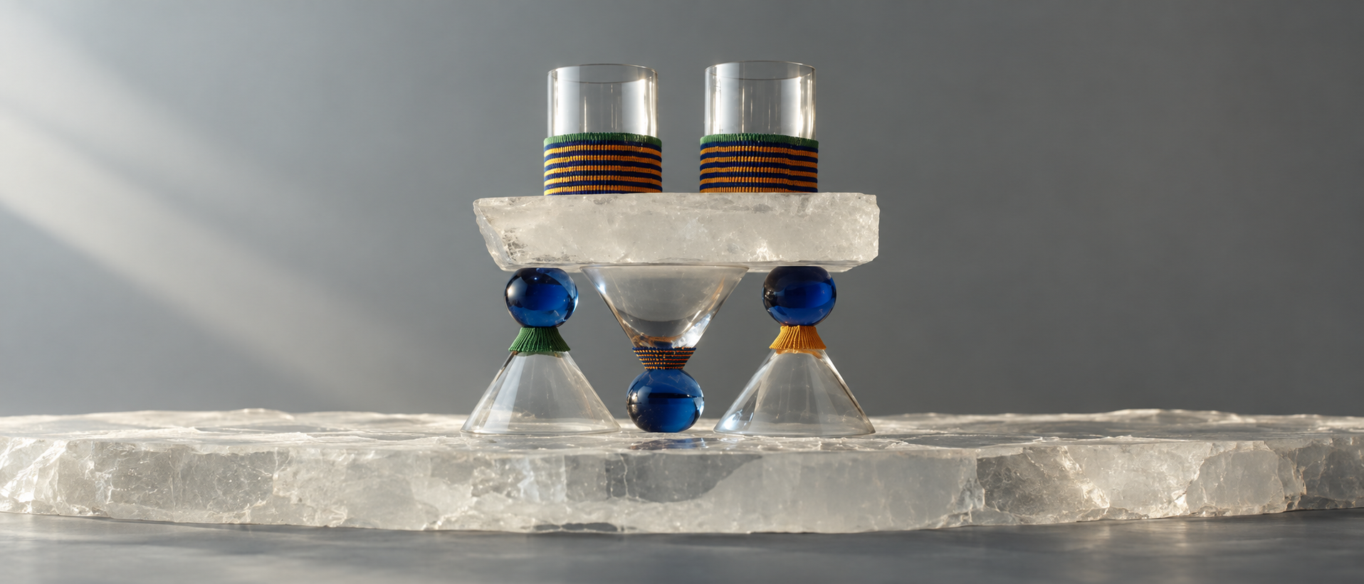 Selected glassware prepared for a shared table
