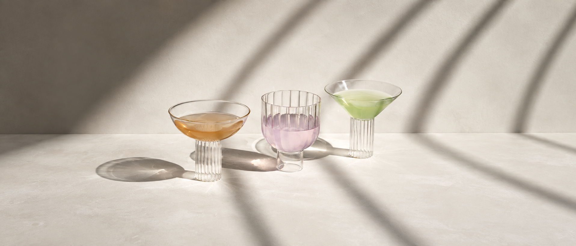 Glassware arranged for relaxed everyday occasions