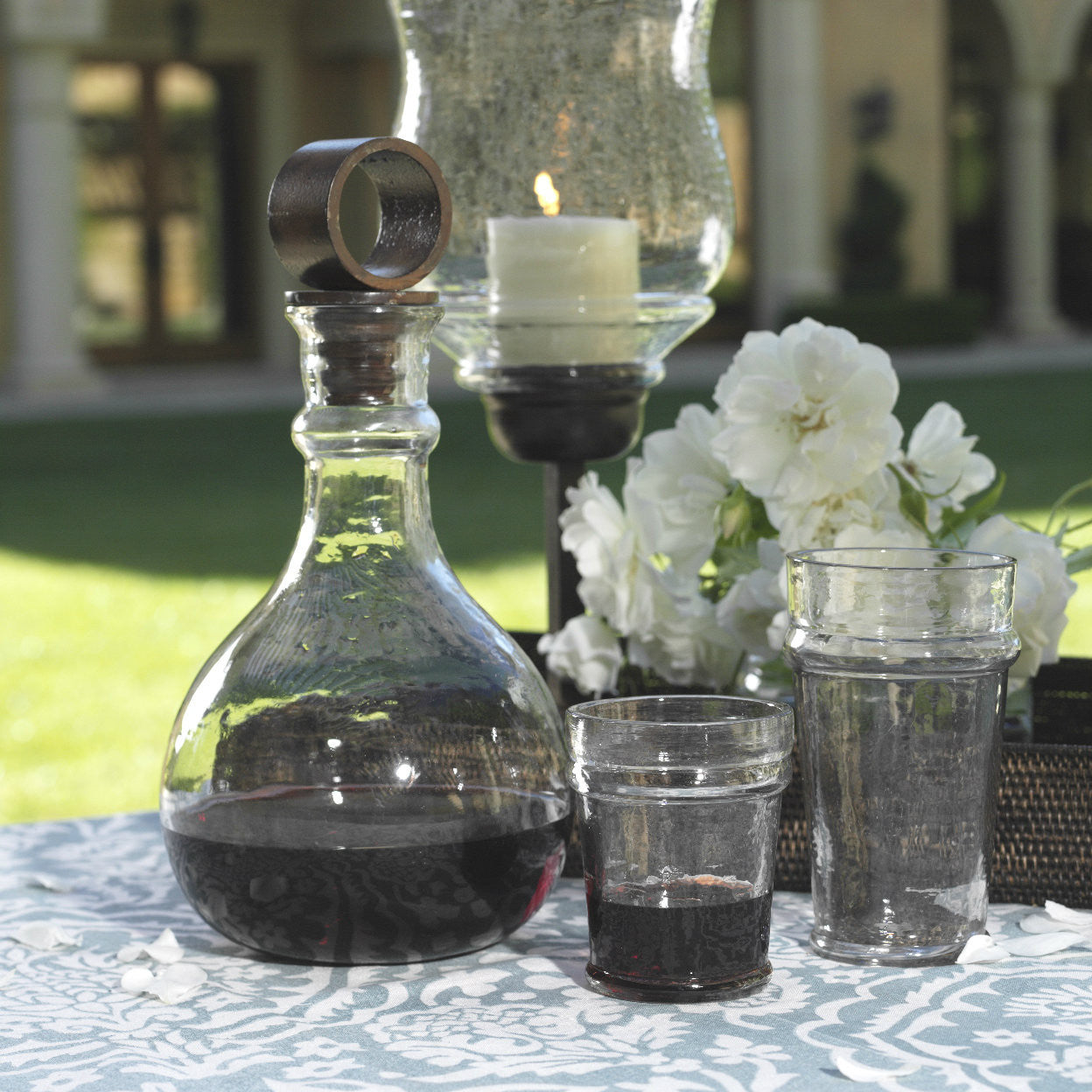 Close detail of distinctive glassware